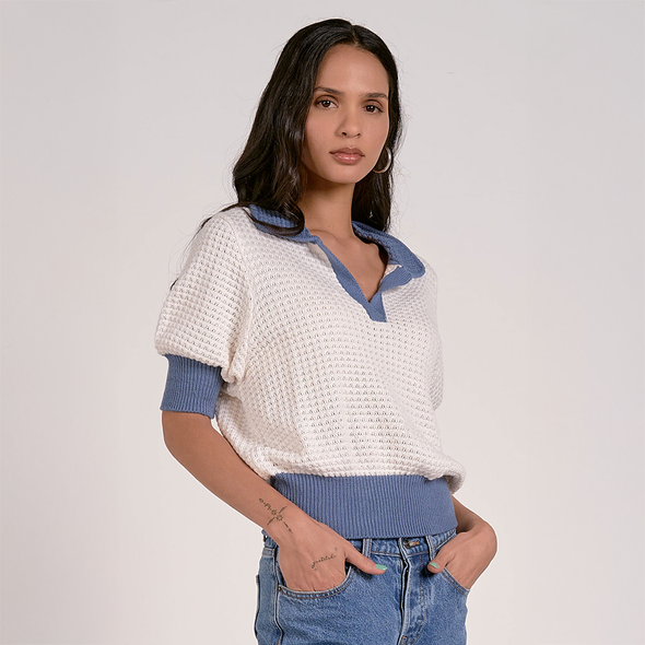 Elan White and Navy Rita Top