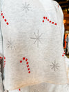 QOS Grey Candy Cane & Snowflake Collar Sweatshirt