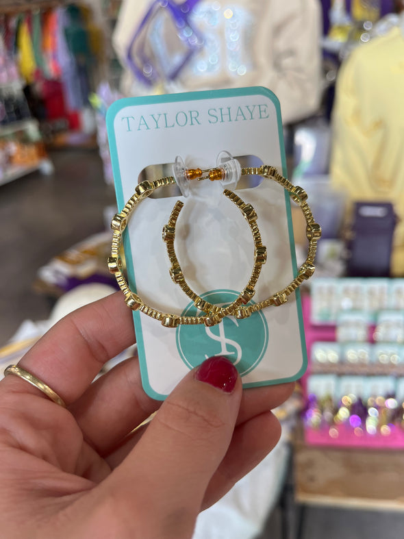 Taylor Shaye Purple and Gold Meghan Hoops