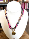 Scarf Necklace with Gold Tiger Head