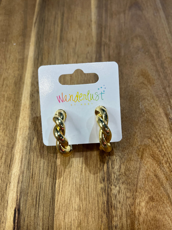 Chunky Gold Twist Hoop Earrings