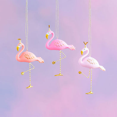 Glitterville Flamingo Party Ornament