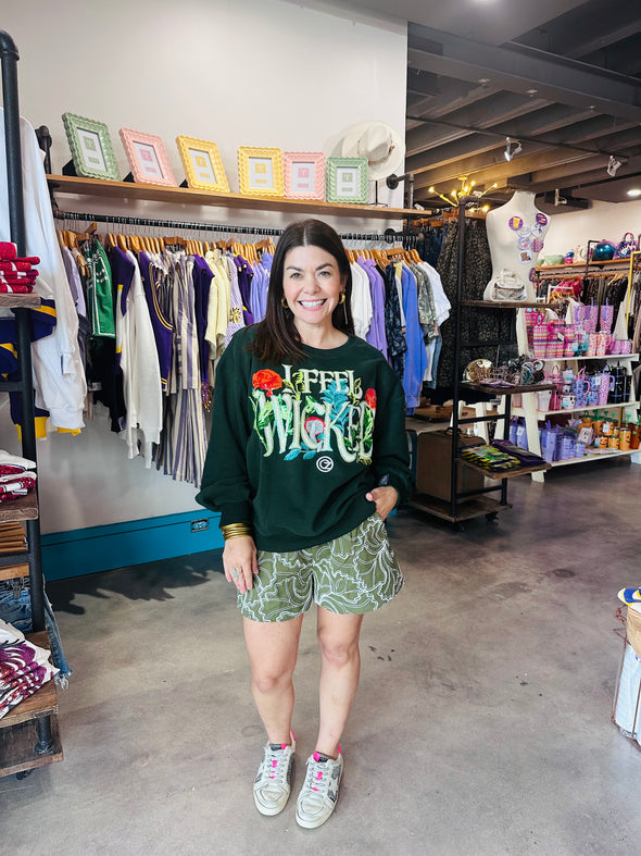 QOS Licensed Forest Green 'I Feel Wicked' Sweatshirt
