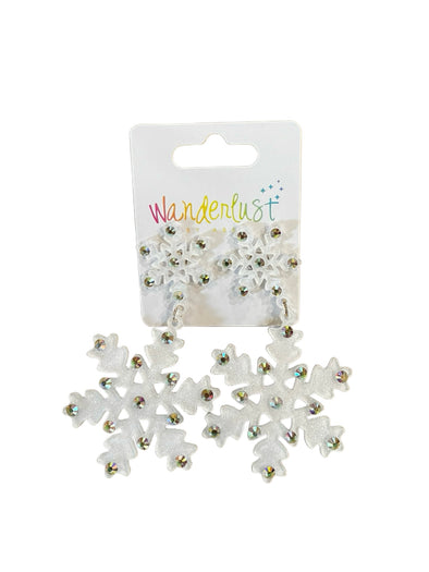 White Rhinestone Snowflake Earrings