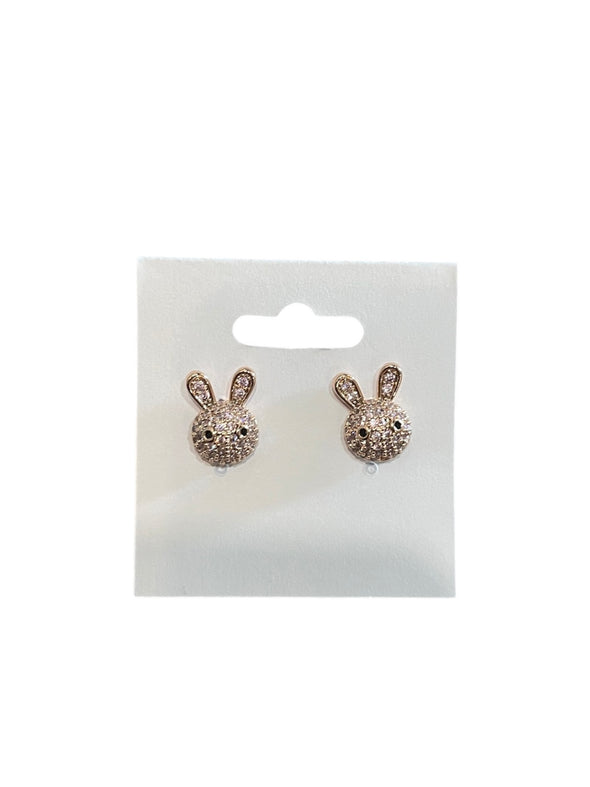 Bedazzled Bunny Stud Earring