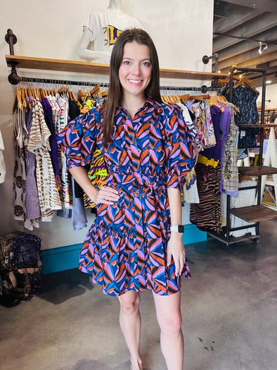 mini abstract dress Edikted Womens Abstract Printed Backless Ruffle Mini Dress