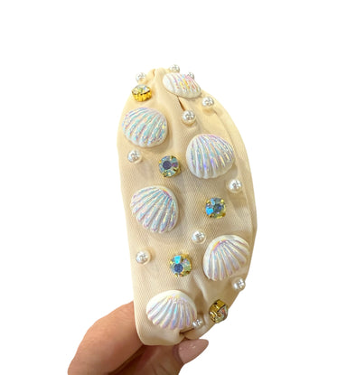 White Seashell Cream Headband