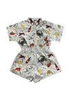 QOS Black/White Newspaper With Seafood Romper