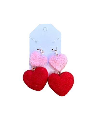 Felt Heart Drop Earrings