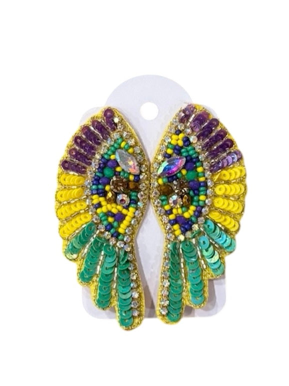 Mardi Gras Beaded Gem Earrings