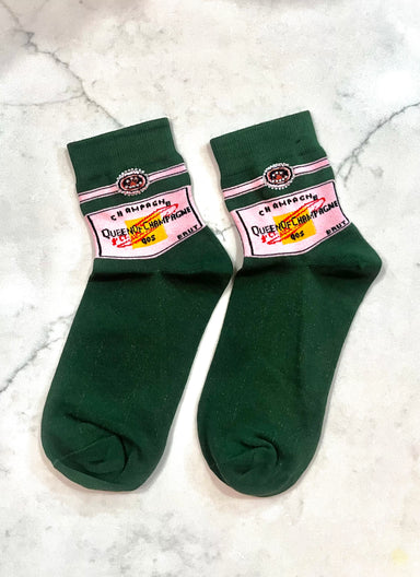 QOS Green Queen Of Champagne Socks