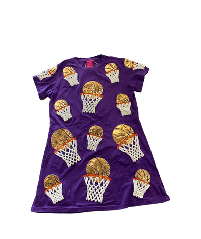 QOS Purple Basketball Hoop Tee Dress