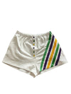 QOS White Diagonal Mardi Gras Stripe Shorts