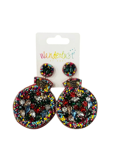 Beaded Multicolor Ornament Earrings