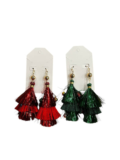 Tinsel Drop Earrings With Beads