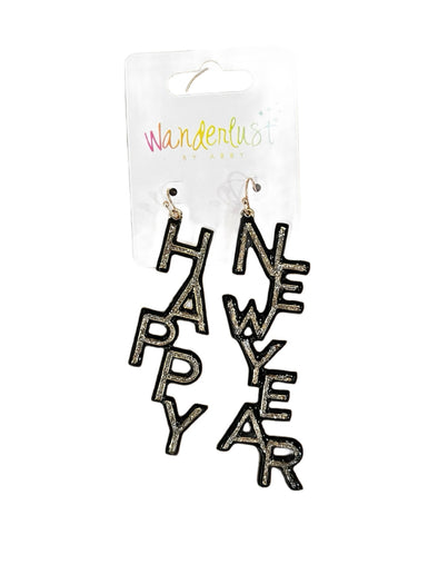 Happy New Years Letter Drop Earrings