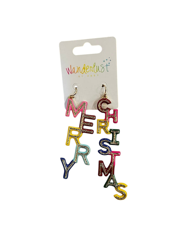 Multi-Color Merry Christmas Earrings