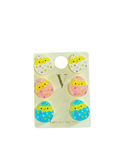 Chick in Egg Three Pack Stud Earrings