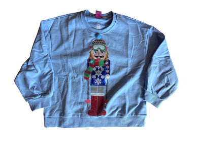 QOS Powder Blue Skiing Nutcracker Sweatshirt