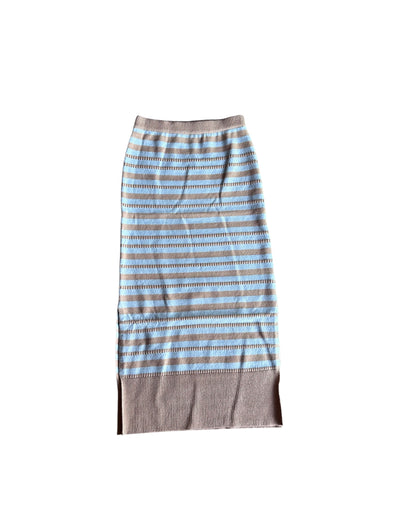 Strut & Bolt Taupe & Sky Blue Midi Skirt