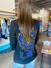 Moving Forward Sequin Tiger Black Ruched Sleeve Black