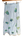 QOS Light Blue Cotton Turtle Fringe Midi Skirt