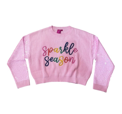 QOS Pink "Sparkle Season Bright" Sweater