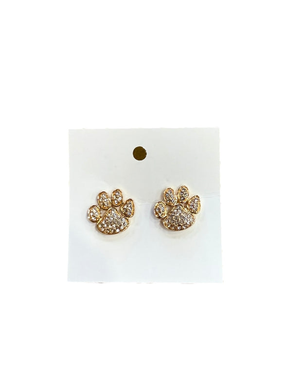 Rhinestone Paw Earrings