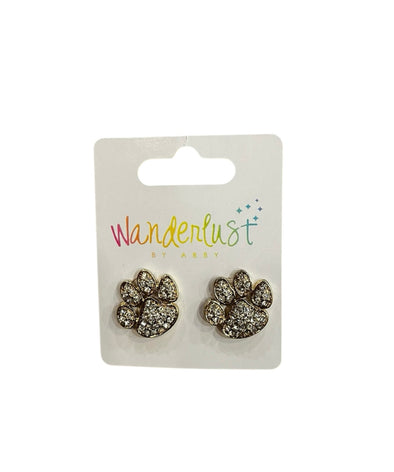 Rhinestone Paw Earrings