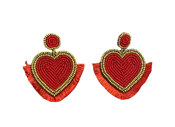 Coco Red Heart Earrings
