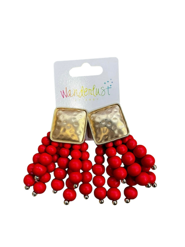 Sherry Red Beaded Earrings