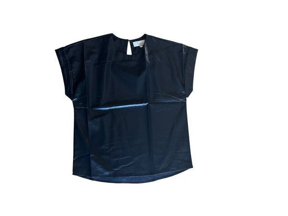 Pinch Black Leather Short Sleeve Top