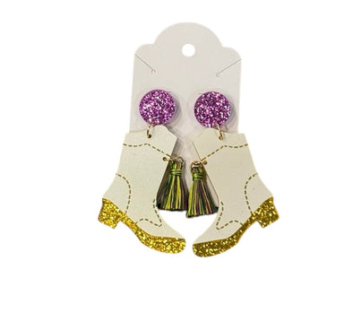 Mardi Gras Boot Earrings