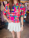 Alden Adair Circus Plaid Remi Top
