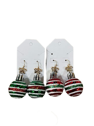 Red & Green Christmas Ornament Earrings