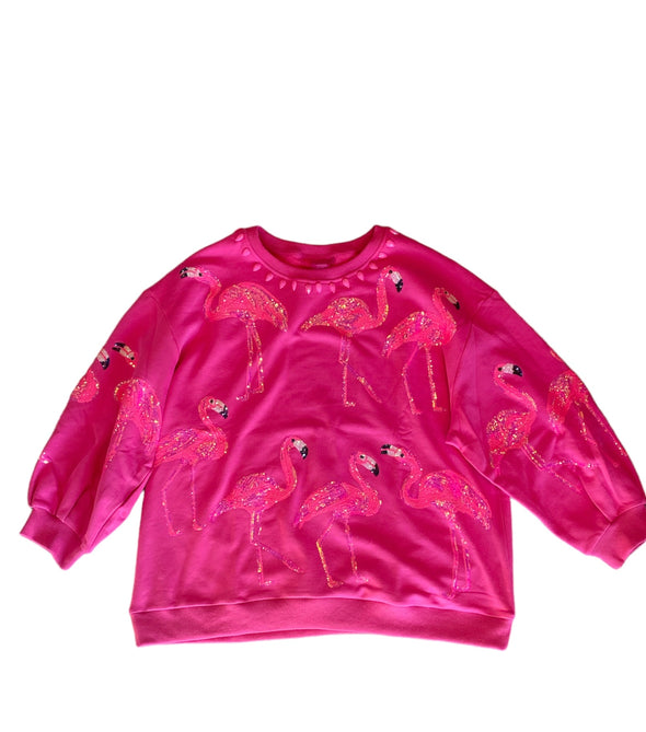 QOS Hot Pink Flamingo Sweatshirt