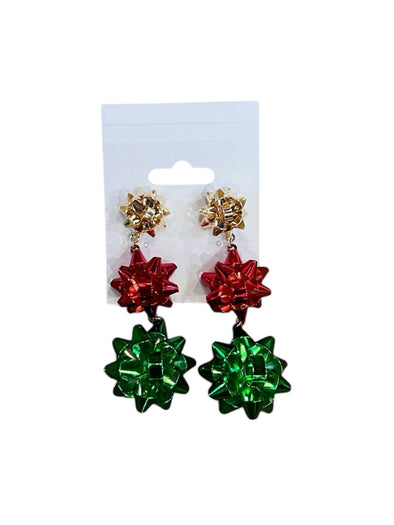 Gracie Three Bow Drop Earrings