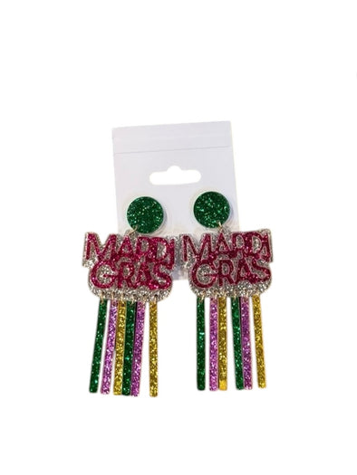 Mardi Gras Dangle Earrings