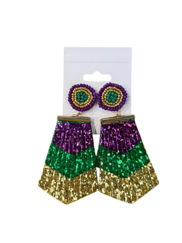 Multicolor Mardi Gras Glitter Earrings