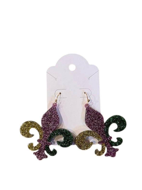 Multicolor Fleur-de-lis Dangle Earrings