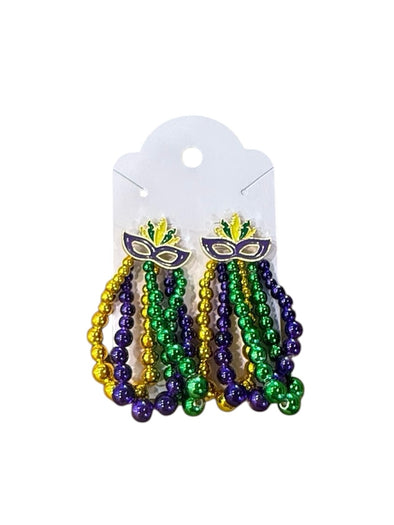 Mardi Gras Bead Necklace Drop Earrings