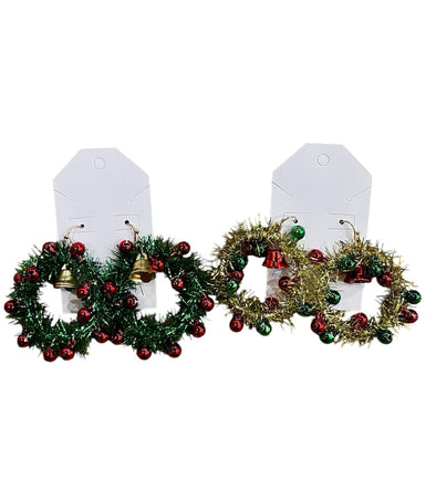 Tinsel Wreath Earrings With Bells