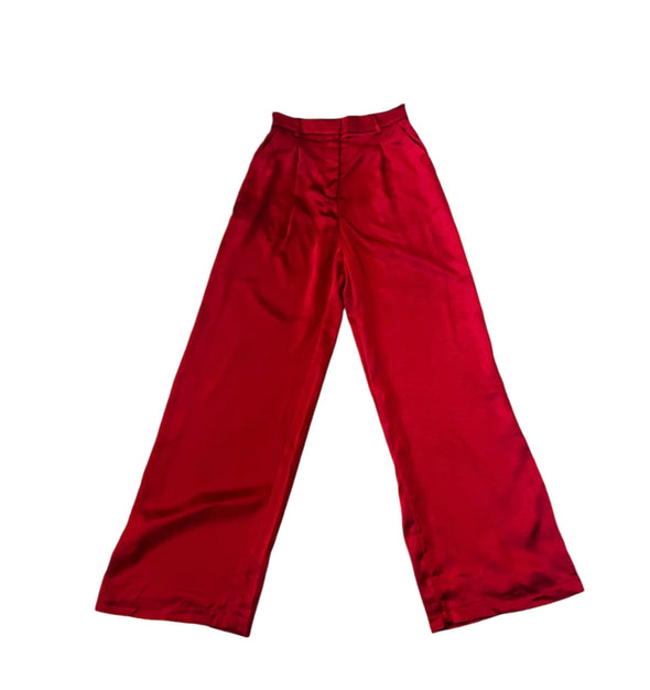 Skies are Blue Red Dull Satin Pants