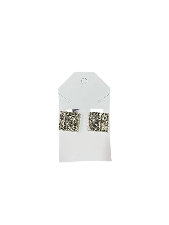 Square Rhinestone Clip-On Earrings