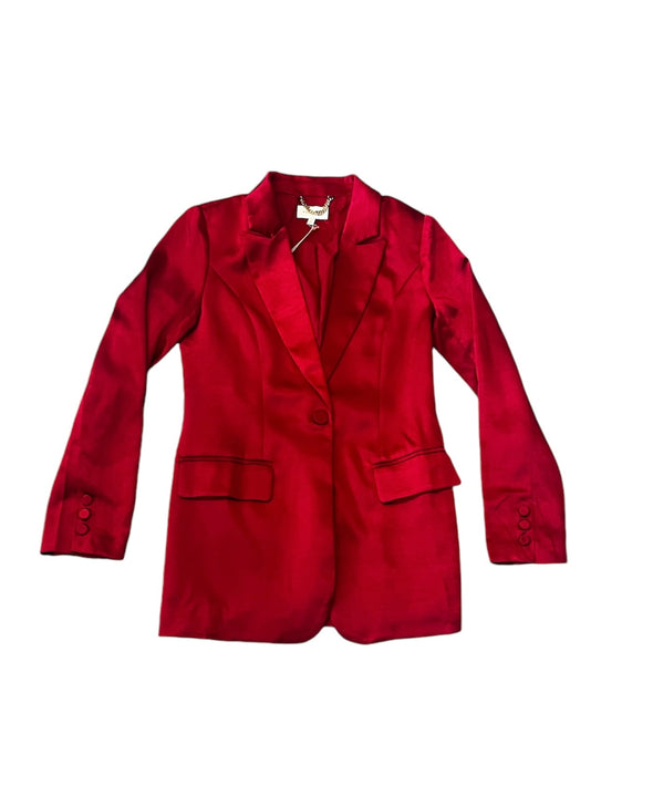 Skies are Blue Red Dull Satin Blazer