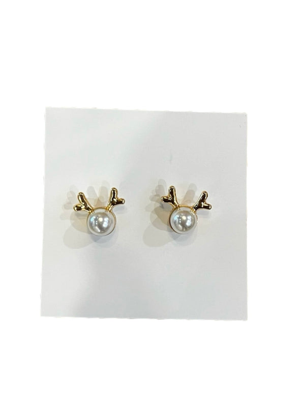 Mini Reindeer Pearl Earrings