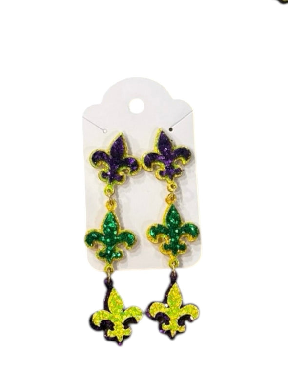 Multicolor Fleur-de-lis Drop Earrings