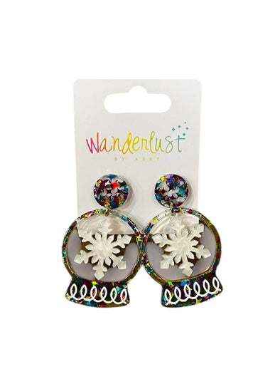 Multicolor Snowflake Snowglobe Earrings