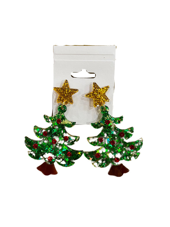 Gold Star Tree Earrings