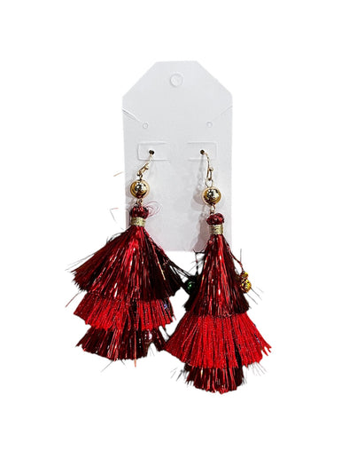 Tinsel Drop Earrings With Beads